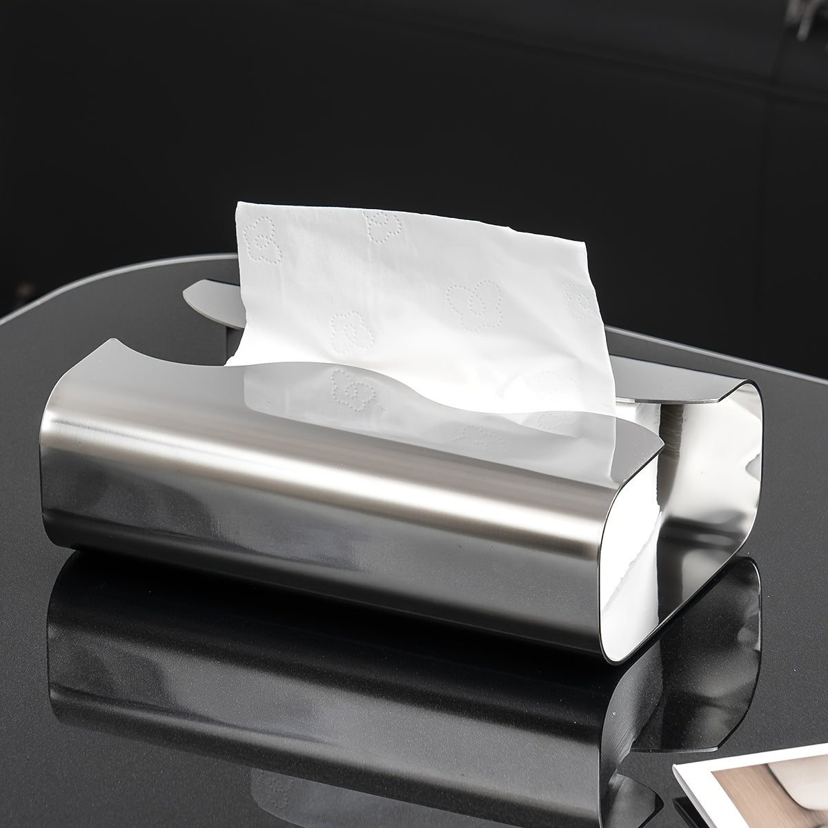 1pc/2pcsStainless Steel Tissue Box, Napkin box, Face Towel Box, Polished Finish, Modern style, Ideal for Bathroom, Lounge, Living Room, Home, Hotel, Office Use, Stylish Design, Elegant Metal Texture, Practical Design, Rectangular Facial Tissue Holder
