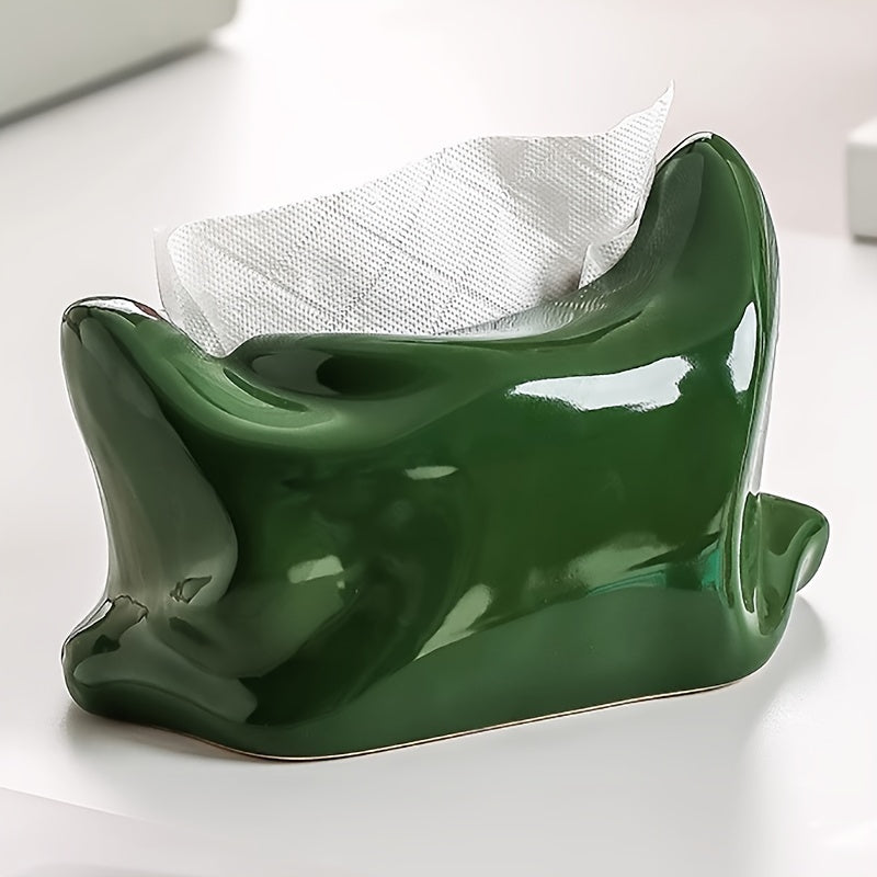 A Ceramic Tissue Box, an Interesting Storage Box for Tissues, Elegant for The Living Room, Dining Table, Coffee Table, And TV Cabinet Center, Convenient for Organizing And Displaying Paper, a Tissue Storage Box for Home Desktops, Suitable for Bedrooms And