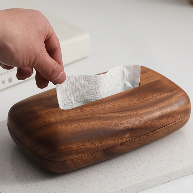 Walnut Tissue Box - Modern Minimalist Rectangular Design with Easy-Replace Lid, Polished Finish, Vintage Style Storage Box for Desktop, Bathroom, Office & Nightstand Decor, Bathroom Decor, Sleek Appearance, Highgrade Wood, Home Decor, Contemporary Decor,
