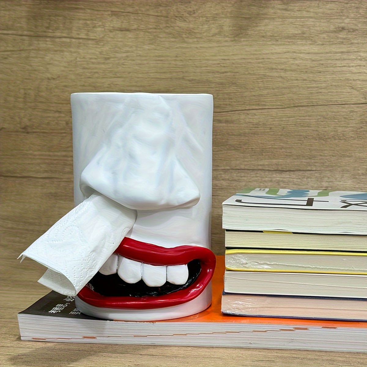 1pc Fun Resin Facial Decoration Ornament, Multifunctional Napkin Paper Holder, Unique Tissue Box, Napkin Dispenser Storage Box, Suitable for Bathroom, Bedroom Vanity Table, Home and Kitchen Decor