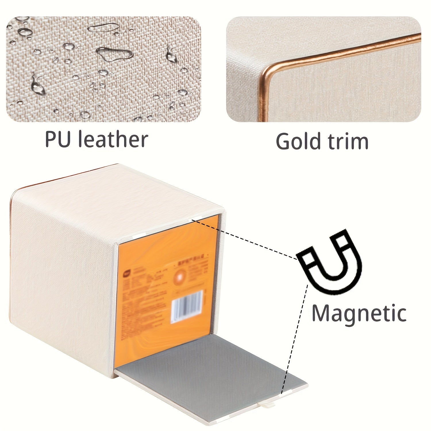 MILITWO Square Tissue Box Holder with Magnetic Bottom - Stylish Faux Leather Tissue Cover, Polished Finish, Multi-Compartment Organizer for Bathroom, Vanity, Bedroom, Dining Table & Car - Durable & Easy-Clean Design, Bathroom Organizers And Storage,