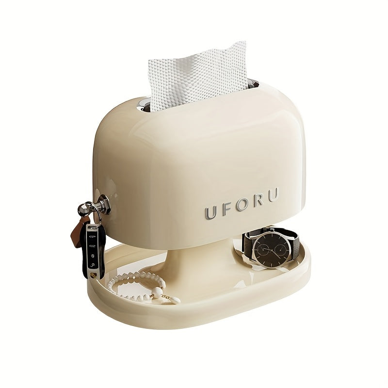 1pc, Multifunctional Tissue Box, Living Room Coffee Table Ornament Storage Box, Large Capacity Spring Lift Creative Paper Towel Holder, Ideal Gift for Friends