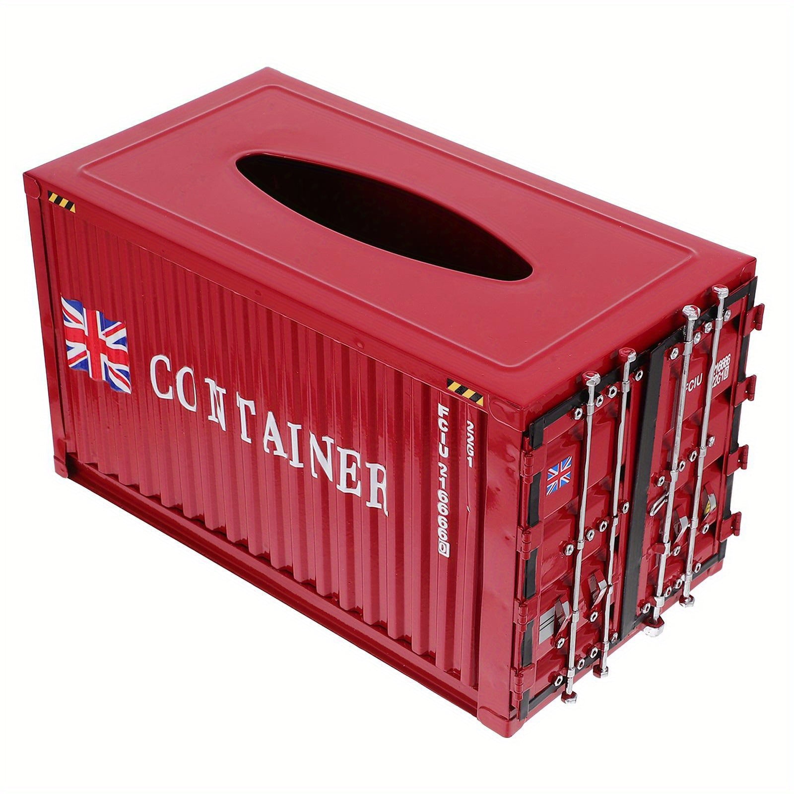 1pc Industrial Red Tissue Box - Sturdy Construction, Compact Square Design for Home, Office, Bathroom, Kitchen, Hotel, Car - Decorative Organizer for Tissues, Napkins, Receipts - Modern Industrial Decor Storage Container, Home Organization, Rustic