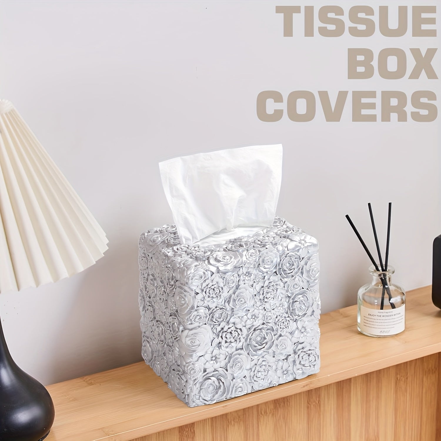1pc Elegant Tissue Box Cover - Decorative Square tissue box holder, Durable Resin Construction, Space-Saving design for Living Room, Bathroom, Kitchen, Vanity - Modern Home Decor in Neutral Colors - Compatible with Standard Tissues - Ideal Housewarming or