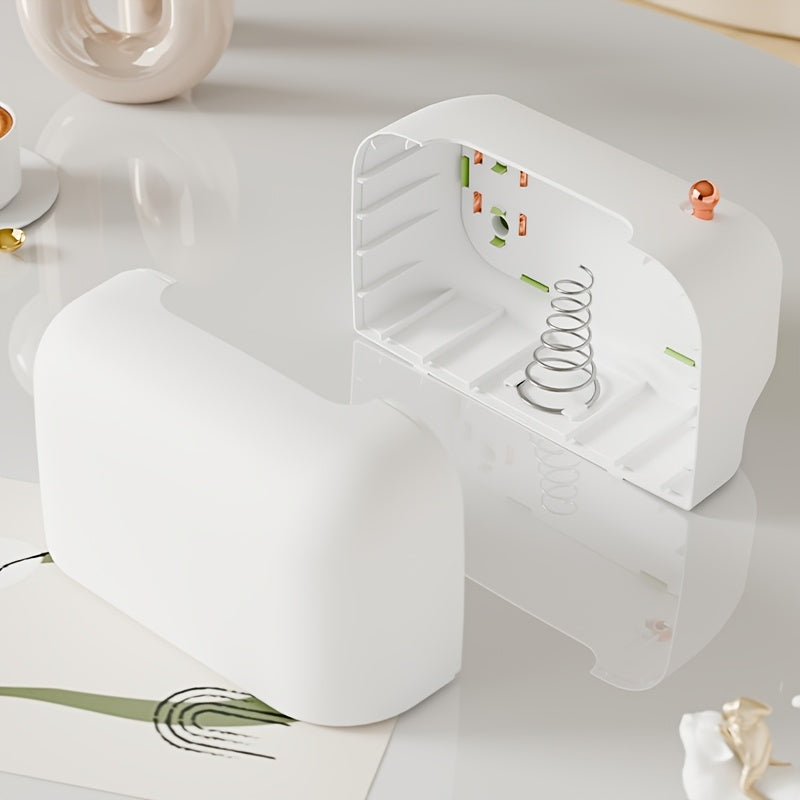 Spring-Loaded Desktop Tissue Box Holder, Square Plastic Tissue Storage for Bedroom and Living Room