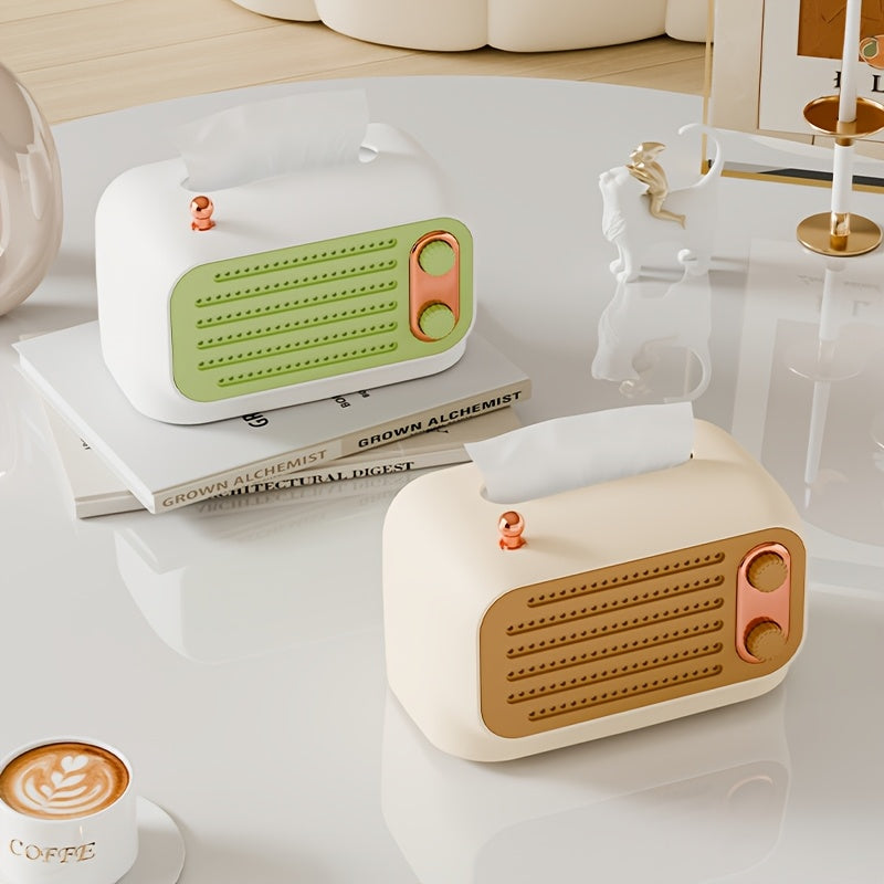 Spring-Loaded Desktop Tissue Box Holder, Square Plastic Tissue Storage for Bedroom and Living Room