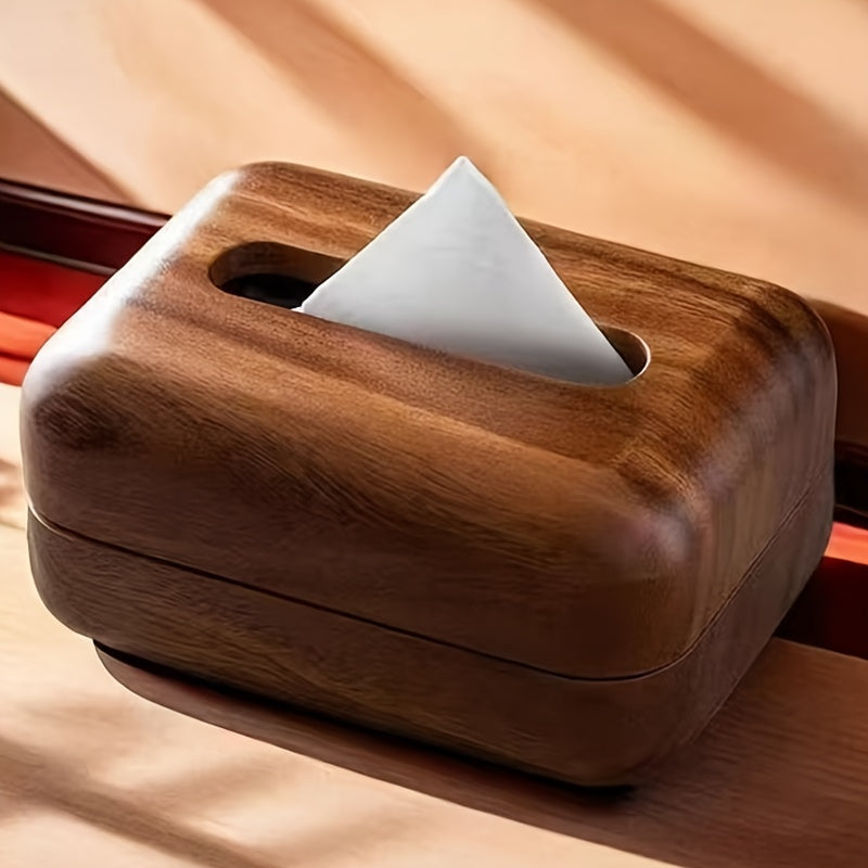 Modern Minimalist Walnut Tissue Box - Elegant Bathroom, Living Room, Office Decor - Easy Replacement Cover - Recycled Wood Construction - Space-Saving Design for Small Spaces - Vintage Home Decoration Storage Organizer, Polished Finish, Durable Build