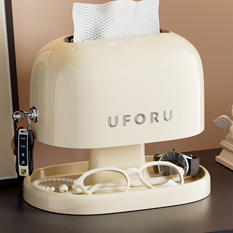 1pc, Multifunctional Tissue Box, Living Room Coffee Table Ornament Storage Box, Large Capacity Spring Lift Creative Paper Towel Holder, Ideal Gift for Friends