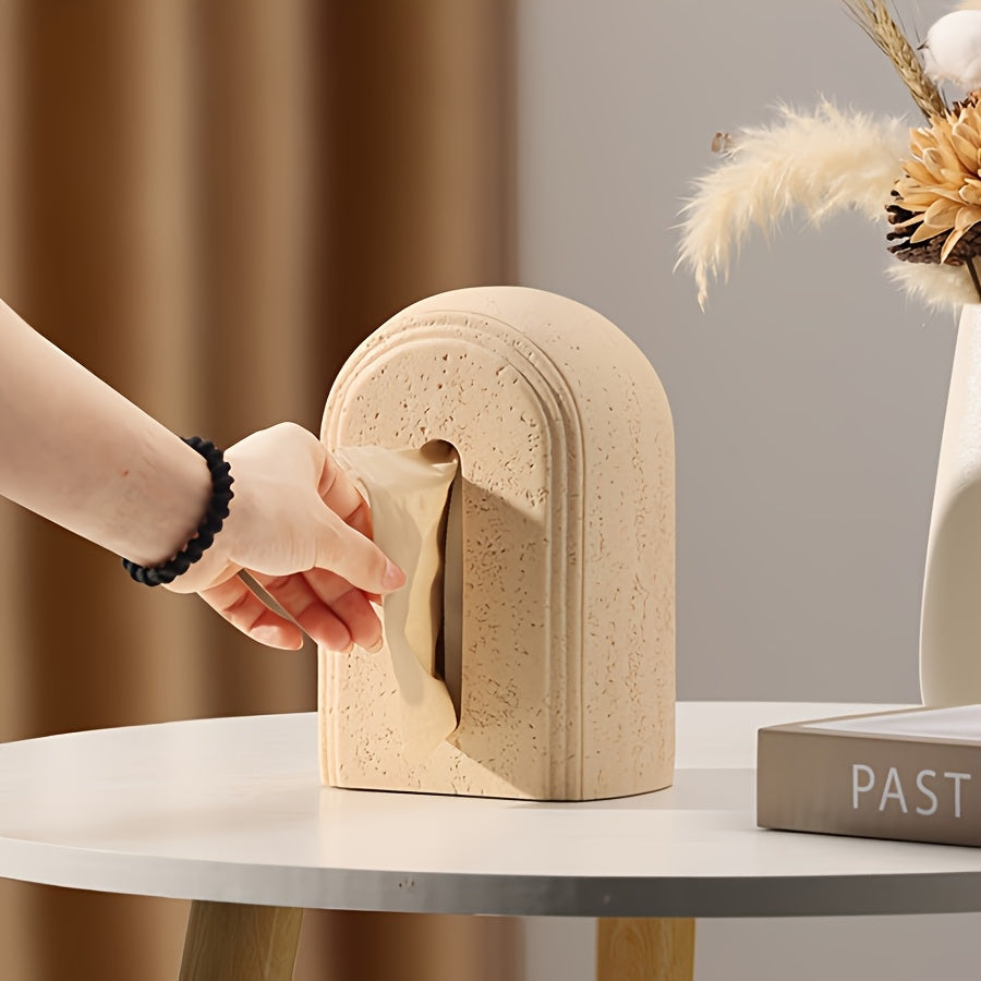 1pc Elegant Resin Tissue Box Cover with Textured Design - Durable Rectangular Bathroom, Bedroom, Office Decor - Multi-Scene Home Accessory for Tissues and Paper Towels, Bathroom Decor And Accessories, Bedroom Accessory, Modern Decor Item, Textured Surface