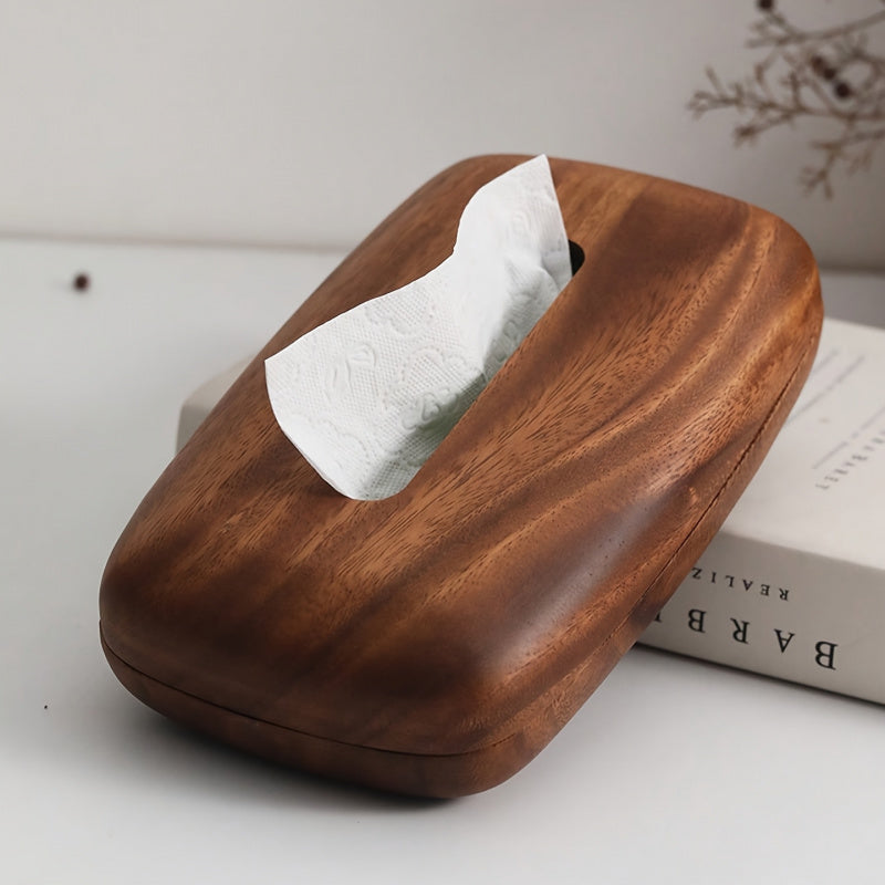 Walnut Tissue Box - Modern Minimalist Rectangular Design with Easy-Replace Lid, Polished Finish, Vintage Style Storage Box for Desktop, Bathroom, Office & Nightstand Decor, Bathroom Decor, Sleek Appearance, Highgrade Wood, Home Decor, Contemporary Decor,