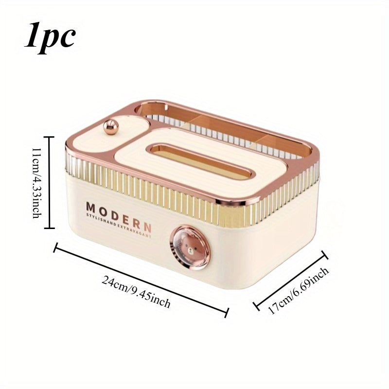 1 Multi-Functional Tissue Box Organizer with Divided Storage Compartments for Remote Controls, Toothpicks, and Small Items - Ideal for Living Room, Dining Table, Coffee Table - Suitable for Home/Office/Dorm Use, Desk & Drawer Organizer for Home Storage