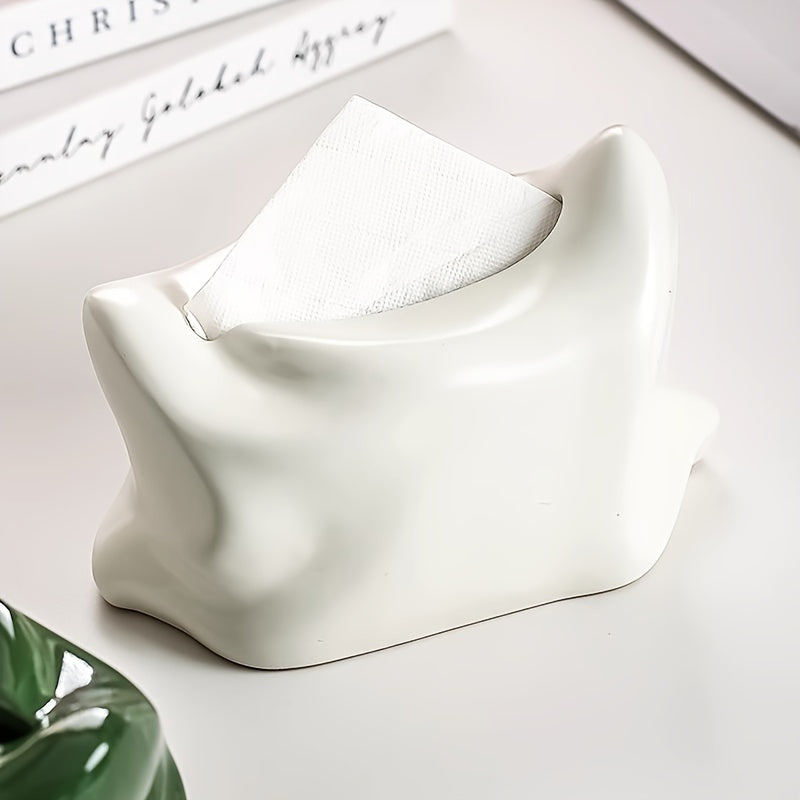 A Ceramic Tissue Box, an Interesting Storage Box for Tissues, Elegant for The Living Room, Dining Table, Coffee Table, And TV Cabinet Center, Convenient for Organizing And Displaying Paper, a Tissue Storage Box for Home Desktops, Suitable for Bedrooms And