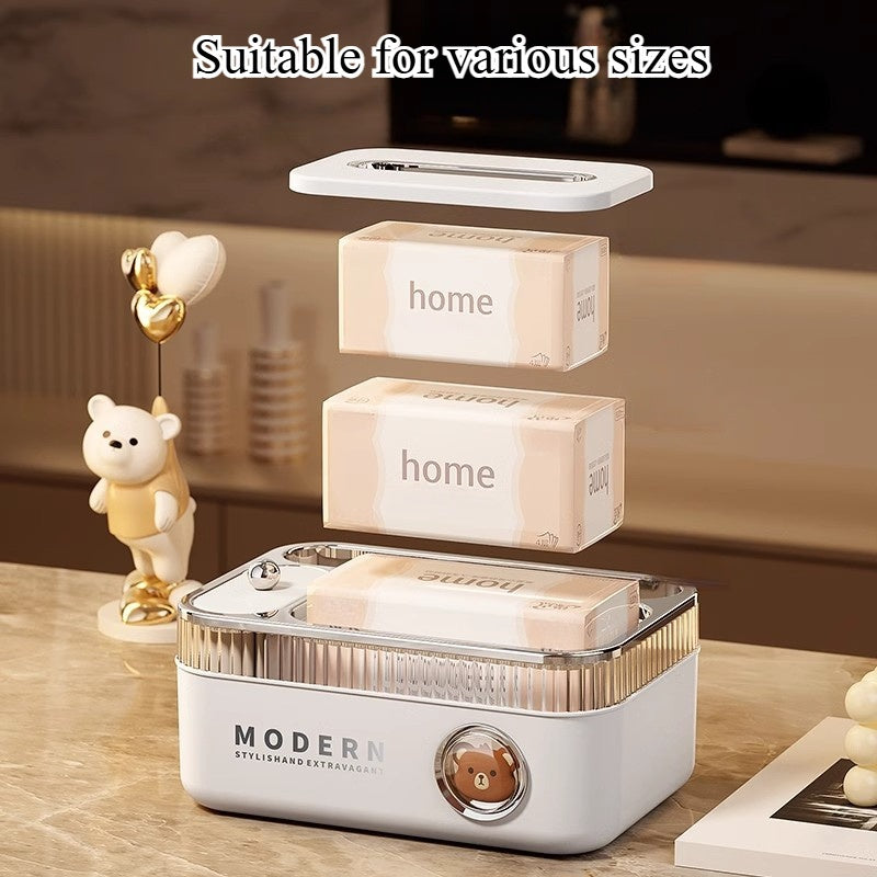 1 Multi-Functional Tissue Box Organizer with Divided Storage Compartments for Remote Controls, Toothpicks, and Small Items - Ideal for Living Room, Dining Table, Coffee Table - Suitable for Home/Office/Dorm Use, Desk & Drawer Organizer for Home Storage