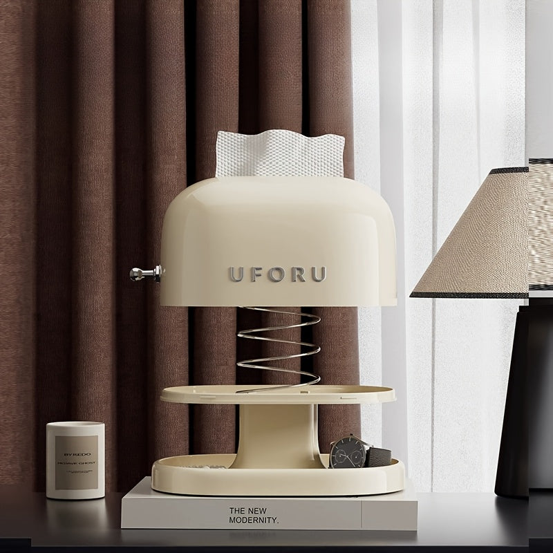 1pc, Multifunctional Tissue Box, Living Room Coffee Table Ornament Storage Box, Large Capacity Spring Lift Creative Paper Towel Holder, Ideal Gift for Friends