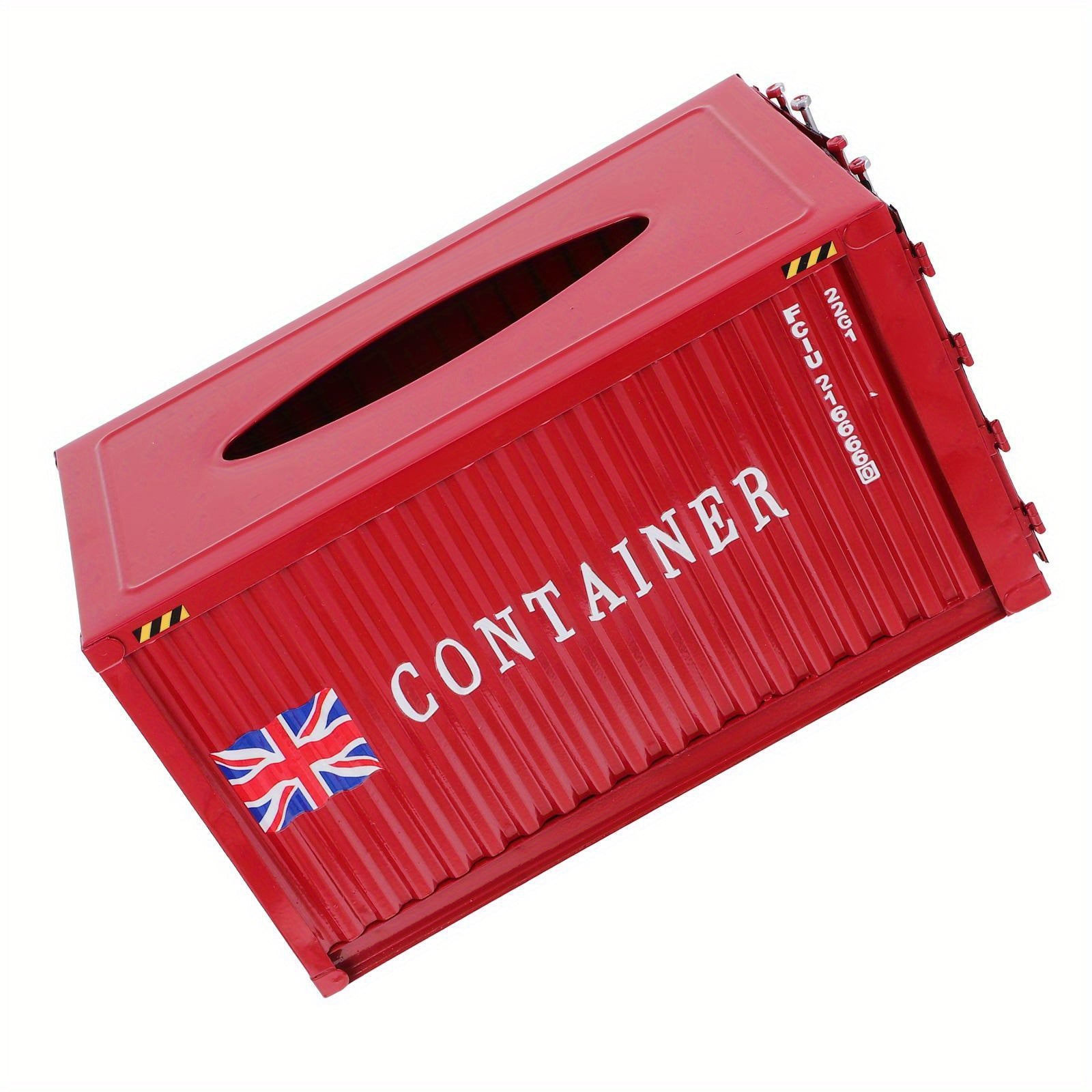 1pc Industrial Red Tissue Box - Sturdy Construction, Compact Square Design for Home, Office, Bathroom, Kitchen, Hotel, Car - Decorative Organizer for Tissues, Napkins, Receipts - Modern Industrial Decor Storage Container, Home Organization, Rustic