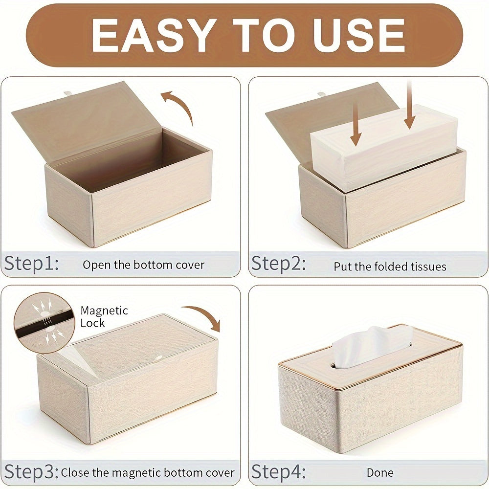 Luxury faux leather tissue box, household daily use desktop tissue storage box, paper towel storage box, suitable for bedroom, living room and car, kitchen, home decoration, bathroom accessories