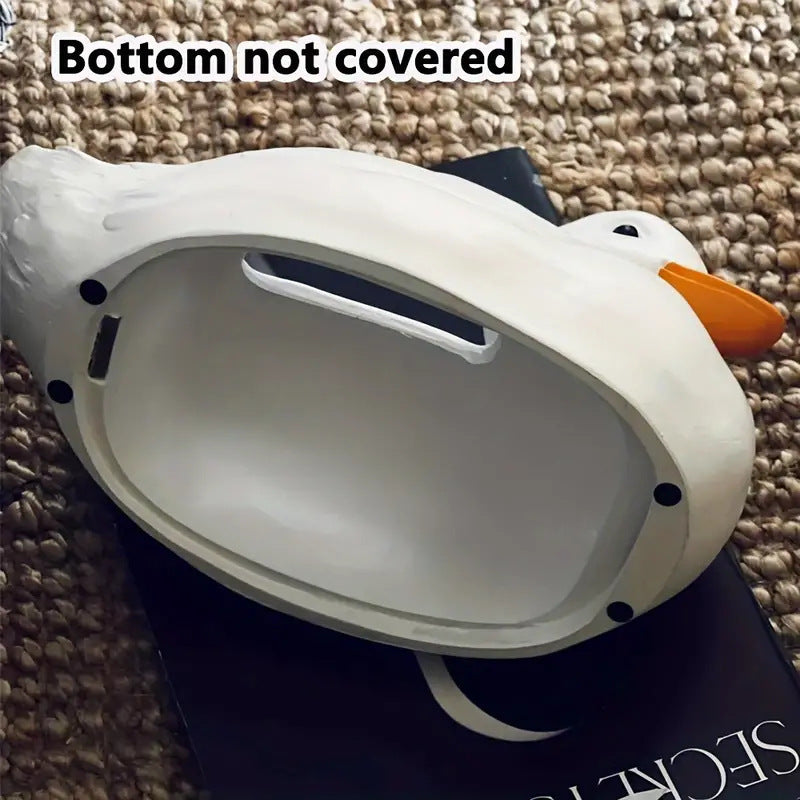 Cute White Duck Tissue Box Holder - Decorative Bathroom & Living Room Storage Organizer with Easy-Open Lid, Durable Plastic tissue box dispenser for Home, Entryway, or Bathroom Decor - Duck-Shaped Home Accent, Entryway Organizer, Playful Design, Glossy