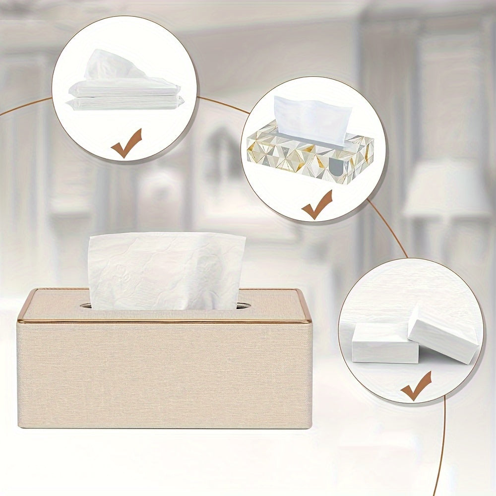 Luxury faux leather tissue box, household daily use desktop tissue storage box, paper towel storage box, suitable for bedroom, living room and car, kitchen, home decoration, bathroom accessories