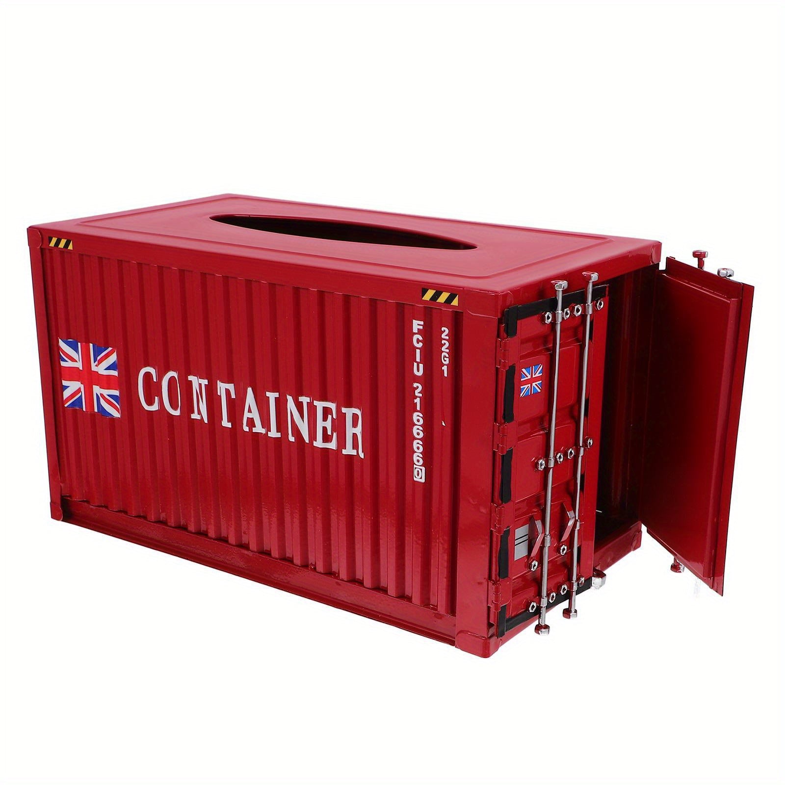 1pc Industrial Red Tissue Box - Sturdy Construction, Compact Square Design for Home, Office, Bathroom, Kitchen, Hotel, Car - Decorative Organizer for Tissues, Napkins, Receipts - Modern Industrial Decor Storage Container, Home Organization, Rustic