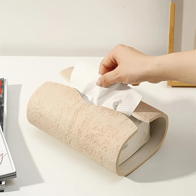 1pc Modern Octagonal Resin Tissue Box Holder - Durable, Stone-Like Finish, Creative & Design for Home and Bathroom Decor, Ideal for Bedroom and Living Room Desktop Storage