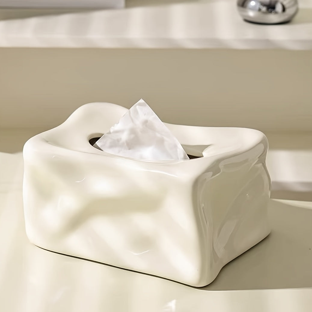 Elegant Ceramic Tissue Box Set - Modern, Minimalist Design with Sleek Metallic Finish, Perfect for Living Room Decor, Living Room Decor | Modern Ceramic Box | Rectangular Shape, Tissue Box Decor