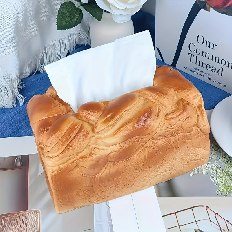 1pc Creative Simulation Bread Design Plastic Tissue Box Rack, Square Design, Novel Tissue Dispenser, Suitable for Home, Car, Living Room And Restaurant Decoration.