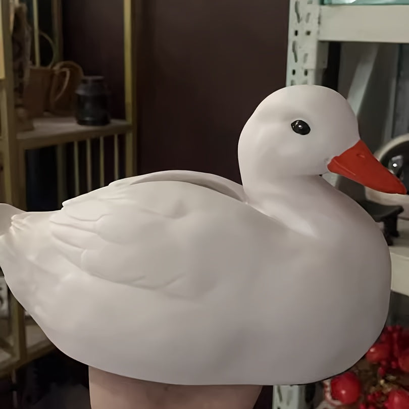 Cute White Duck Tissue Box Holder - Decorative Bathroom & Living Room Storage Organizer with Easy-Open Lid, Durable Plastic tissue box dispenser for Home, Entryway, or Bathroom Decor - Duck-Shaped Home Accent, Entryway Organizer, Playful Design, Glossy