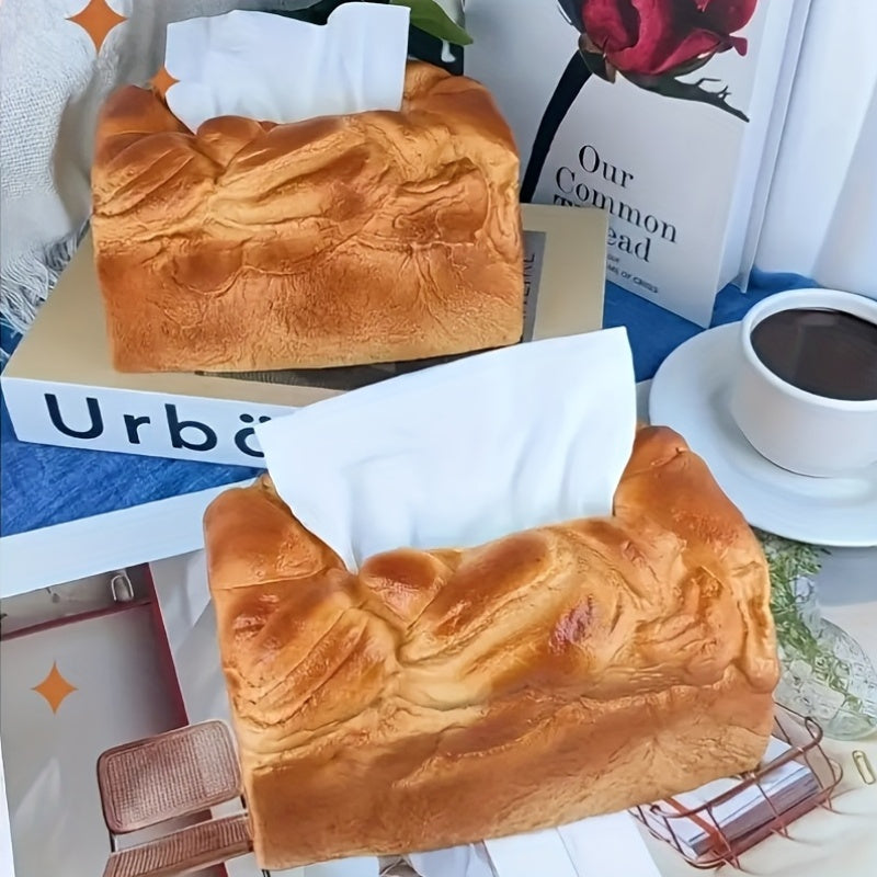 1pc Creative Simulation Bread Design Plastic Tissue Box Rack, Square Design, Novel Tissue Dispenser, Suitable for Home, Car, Living Room And Restaurant Decoration.