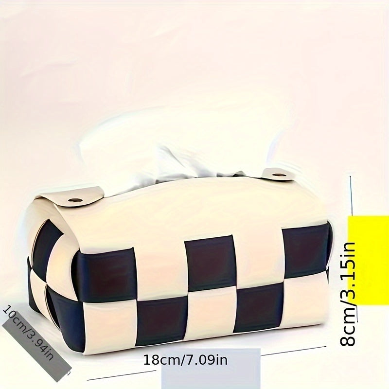 Square Faux Leather Tissue Box, Creative Internet Trend Minimalist Napkin Holder for Dining Table, Living Room, Office Desk, Car, Hotel, and Bathroom Decoration