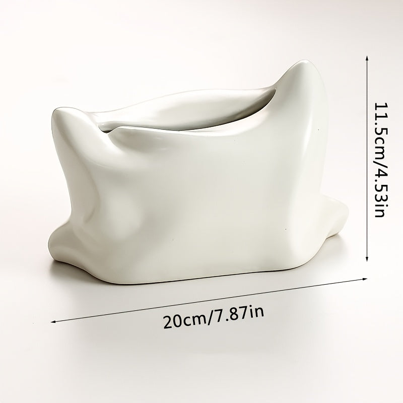 1 Ceramic Tissue Box - Creative Pillow Design in Glossy Green/White, Ideal for Bathroom, Living Room, Bedroom, Dining Table Decor - Elegant Home Accessory for Thanksgiving