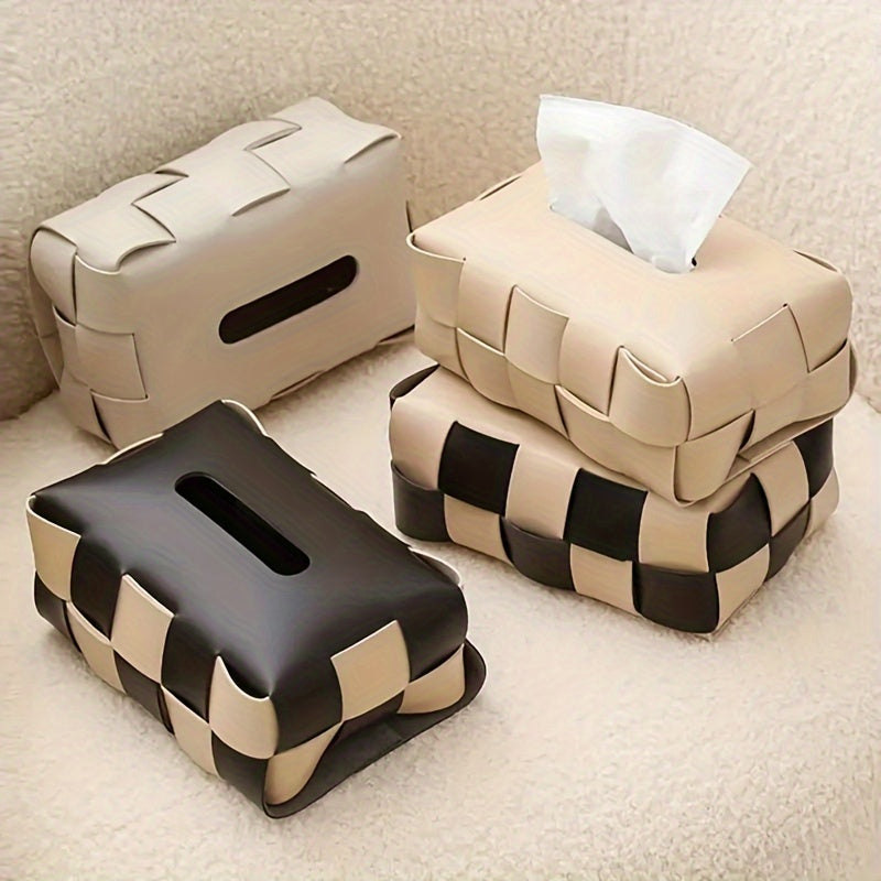 Square Faux Leather Tissue Box, Creative Internet Trend Minimalist Napkin Holder for Dining Table, Living Room, Office Desk, Car, Hotel, and Bathroom Decoration