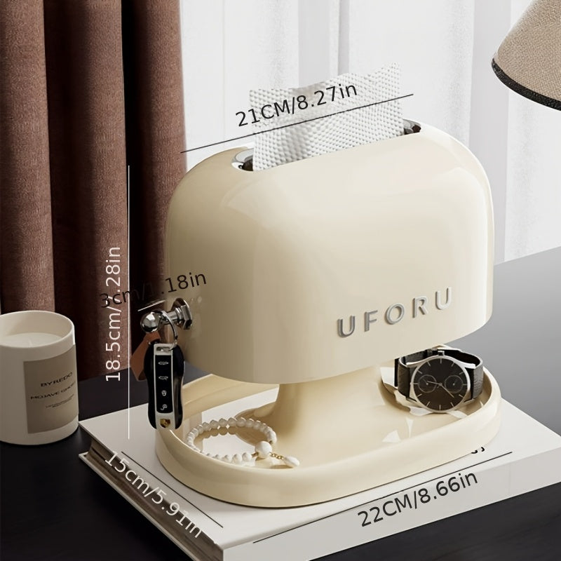 1pc, Multifunctional Tissue Box, Living Room Coffee Table Ornament Storage Box, Large Capacity Spring Lift Creative Paper Towel Holder, Ideal Gift for Friends