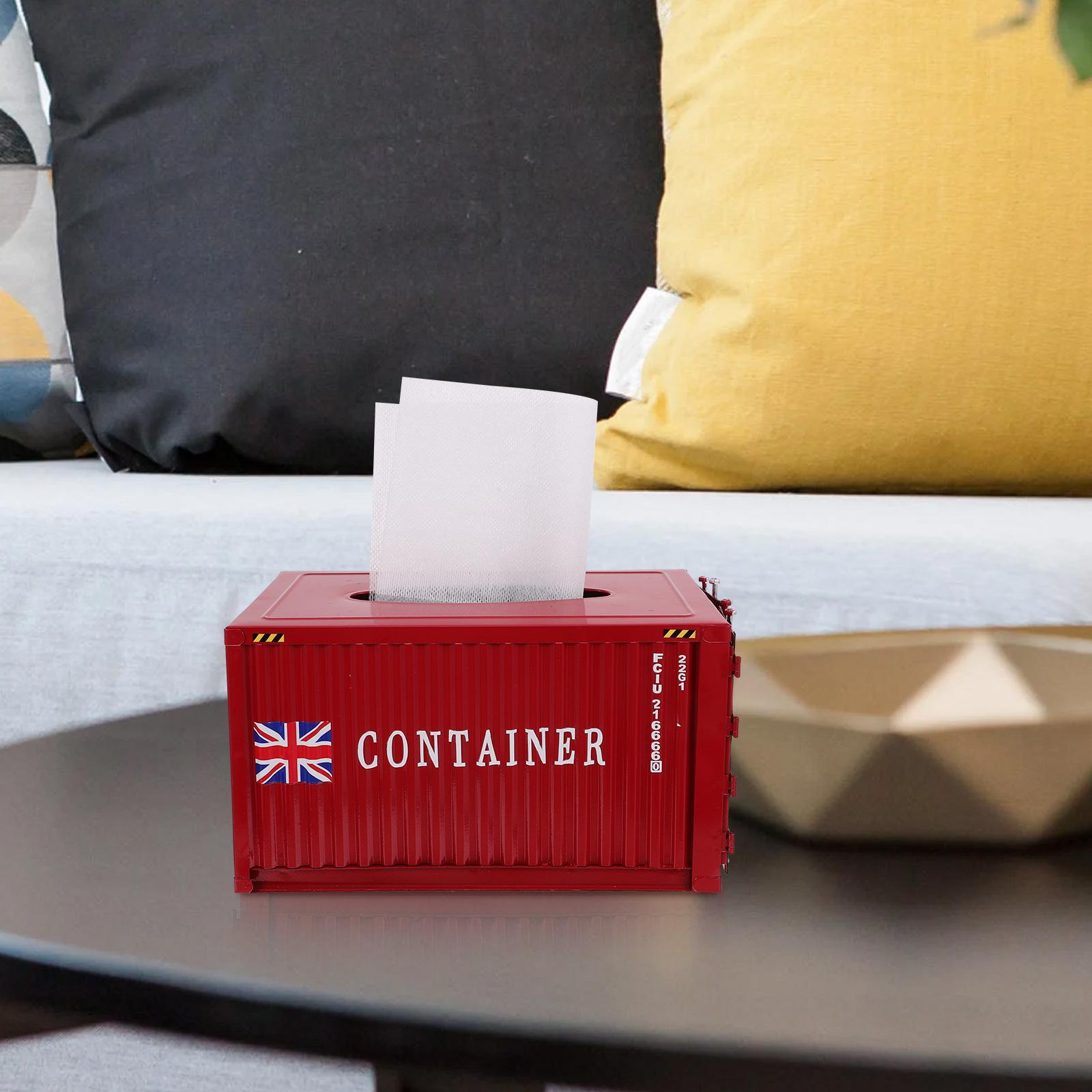 1pc Industrial Red Tissue Box - Sturdy Construction, Compact Square Design for Home, Office, Bathroom, Kitchen, Hotel, Car - Decorative Organizer for Tissues, Napkins, Receipts - Modern Industrial Decor Storage Container, Home Organization, Rustic