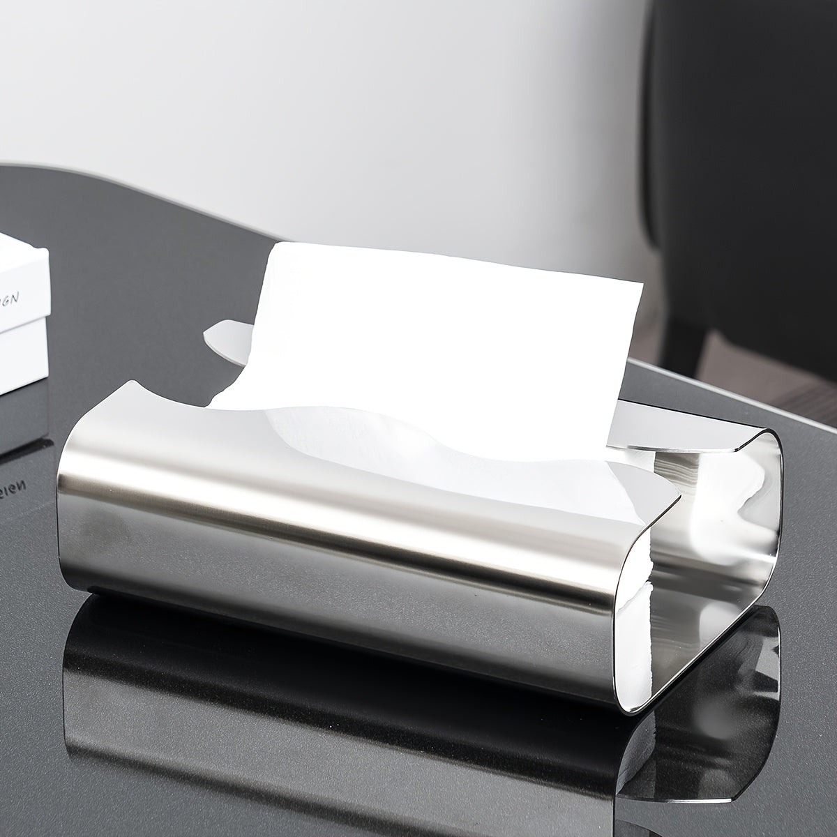 1pc/2pcsStainless Steel Tissue Box, Napkin box, Face Towel Box, Polished Finish, Modern style, Ideal for Bathroom, Lounge, Living Room, Home, Hotel, Office Use, Stylish Design, Elegant Metal Texture, Practical Design, Rectangular Facial Tissue Holder
