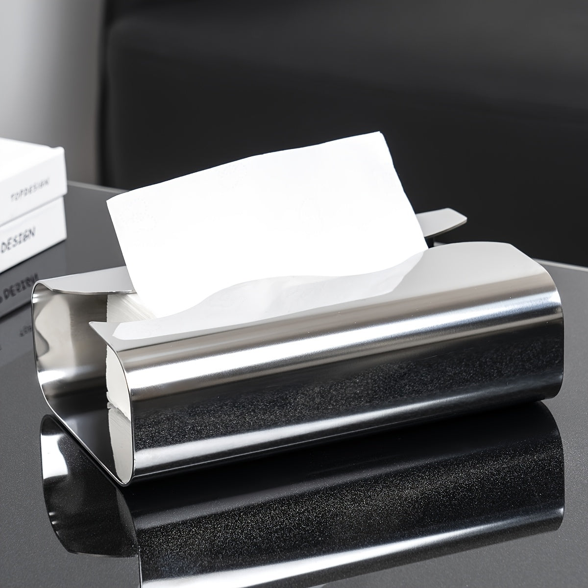 1pc/2pcsStainless Steel Tissue Box, Napkin box, Face Towel Box, Polished Finish, Modern style, Ideal for Bathroom, Lounge, Living Room, Home, Hotel, Office Use, Stylish Design, Elegant Metal Texture, Practical Design, Rectangular Facial Tissue Holder