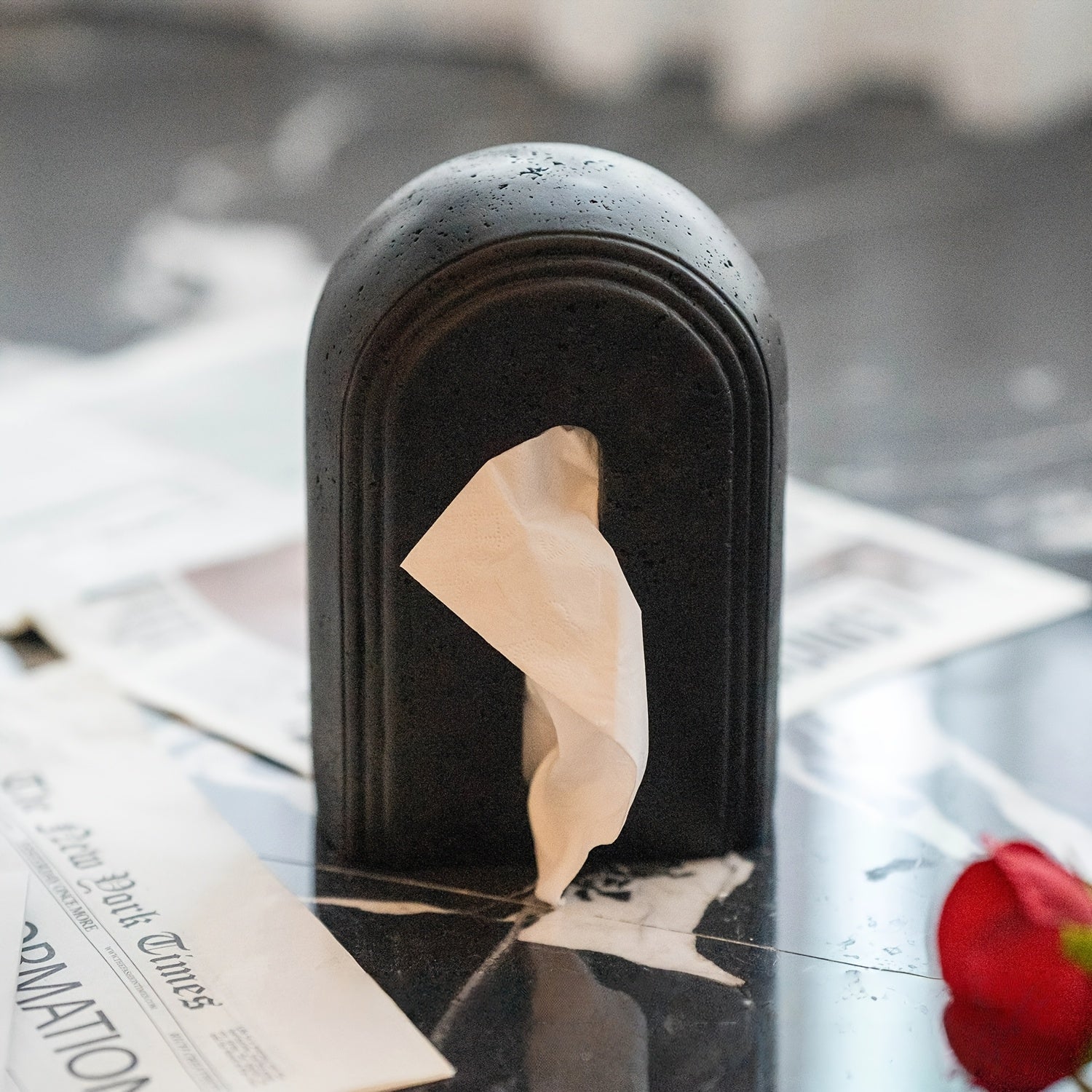 1pc Elegant Resin Tissue Box Cover with Textured Design - Durable Rectangular Bathroom, Bedroom, Office Decor - Multi-Scene Home Accessory for Tissues and Paper Towels, Bathroom Decor And Accessories, Bedroom Accessory, Modern Decor Item, Textured Surface