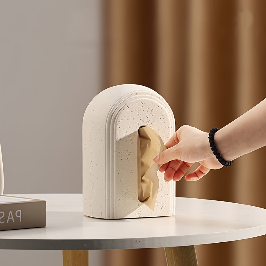 1pc Elegant Resin Tissue Box Cover with Textured Design - Durable Rectangular Bathroom, Bedroom, Office Decor - Multi-Scene Home Accessory for Tissues and Paper Towels, Bathroom Decor And Accessories, Bedroom Accessory, Modern Decor Item, Textured Surface
