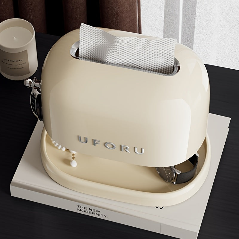 1pc, Multifunctional Tissue Box, Living Room Coffee Table Ornament Storage Box, Large Capacity Spring Lift Creative Paper Towel Holder, Ideal Gift for Friends