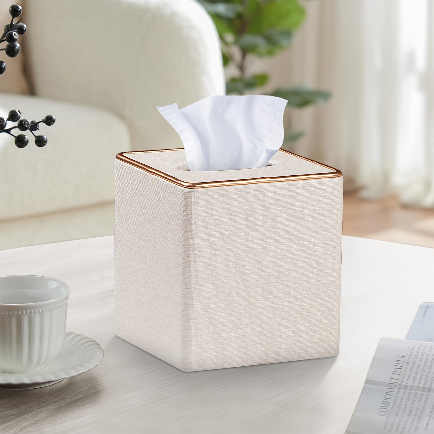 MILITWO Square Tissue Box Holder with Magnetic Bottom - Stylish Faux Leather Tissue Cover, Polished Finish, Multi-Compartment Organizer for Bathroom, Vanity, Bedroom, Dining Table & Car - Durable & Easy-Clean Design, Bathroom Organizers And Storage,