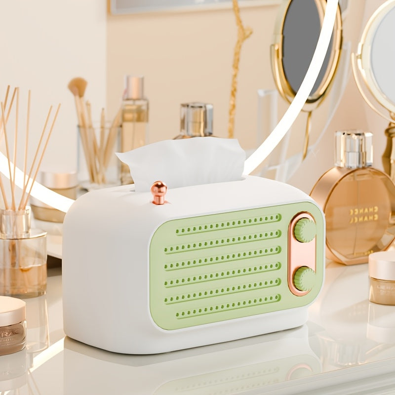 Spring-Loaded Desktop Tissue Box Holder, Square Plastic Tissue Storage for Bedroom and Living Room