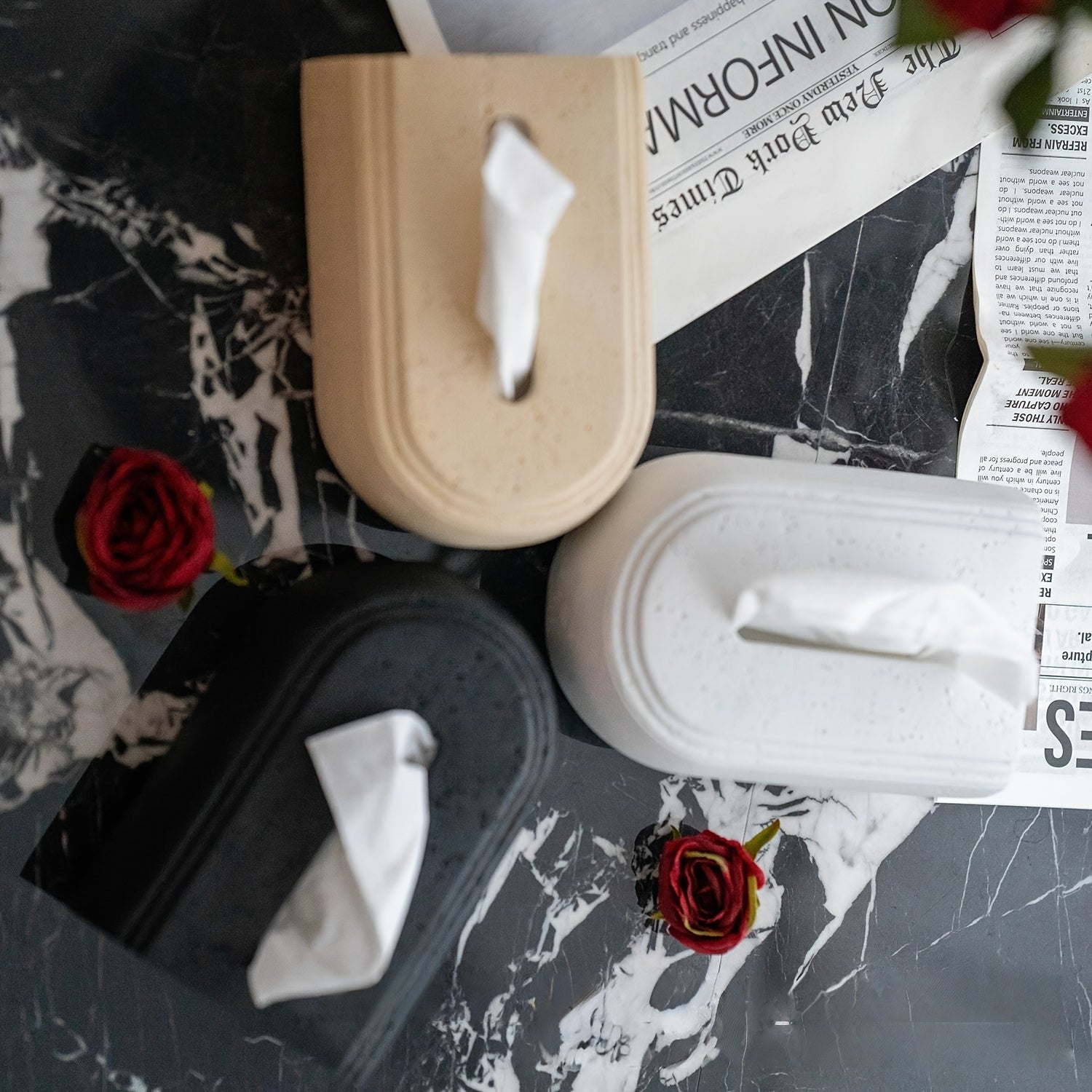 1pc Elegant Resin Tissue Box Cover with Textured Design - Durable Rectangular Bathroom, Bedroom, Office Decor - Multi-Scene Home Accessory for Tissues and Paper Towels, Bathroom Decor And Accessories, Bedroom Accessory, Modern Decor Item, Textured Surface