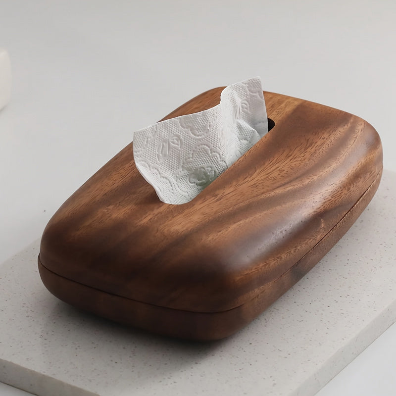Walnut Tissue Box - Modern Minimalist Rectangular Design with Easy-Replace Lid, Polished Finish, Vintage Style Storage Box for Desktop, Bathroom, Office & Nightstand Decor, Bathroom Decor, Sleek Appearance, Highgrade Wood, Home Decor, Contemporary Decor,