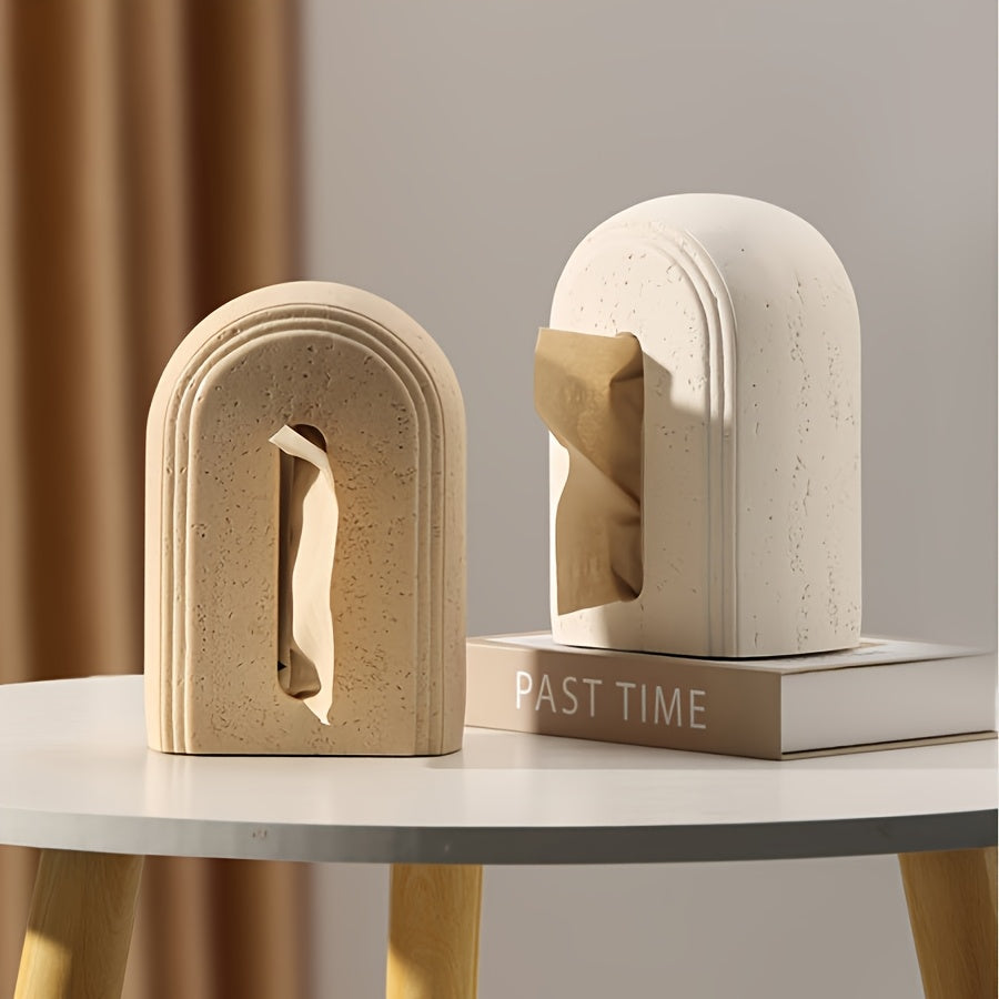 1pc Elegant Resin Tissue Box Cover with Textured Design - Durable Rectangular Bathroom, Bedroom, Office Decor - Multi-Scene Home Accessory for Tissues and Paper Towels, Bathroom Decor And Accessories, Bedroom Accessory, Modern Decor Item, Textured Surface