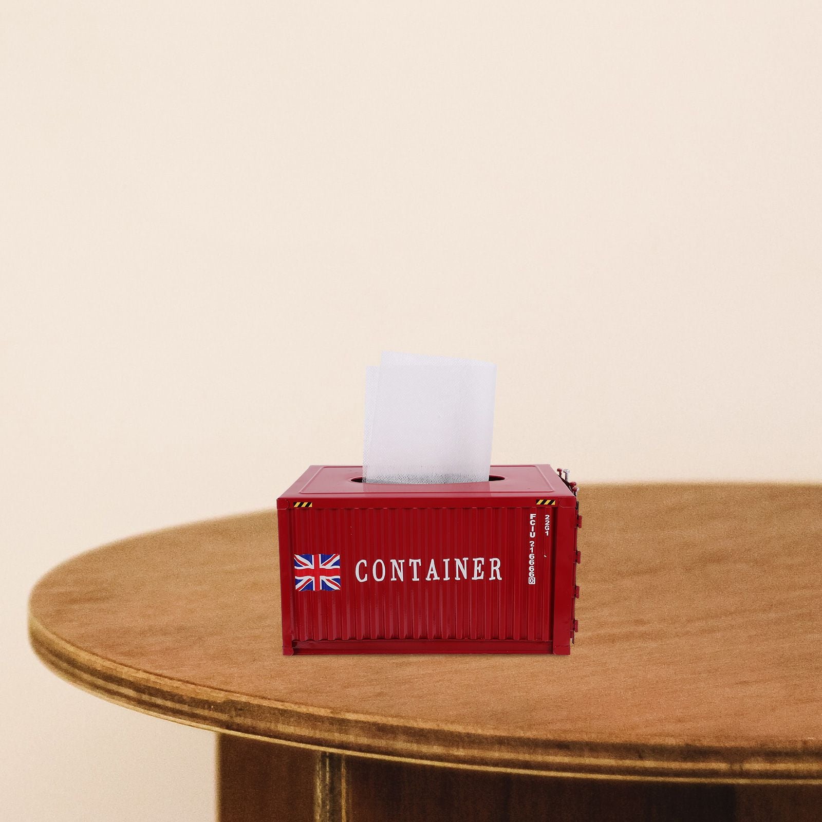 1pc Industrial Red Tissue Box - Sturdy Construction, Compact Square Design for Home, Office, Bathroom, Kitchen, Hotel, Car - Decorative Organizer for Tissues, Napkins, Receipts - Modern Industrial Decor Storage Container, Home Organization, Rustic