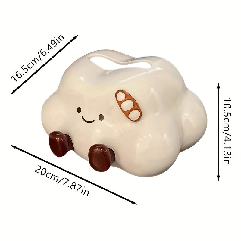 1pc Cute Cartoon Cloud Ceramic Tissue Box, Cream Style Lovely Home Desktop Tissue Box, Light Luxury High-end Tissue Storage, Suitable for Home Decoration, Living Room Bedroom Tissue Storage, Desktop Ornament, Bathroom Tissue Box, Gift