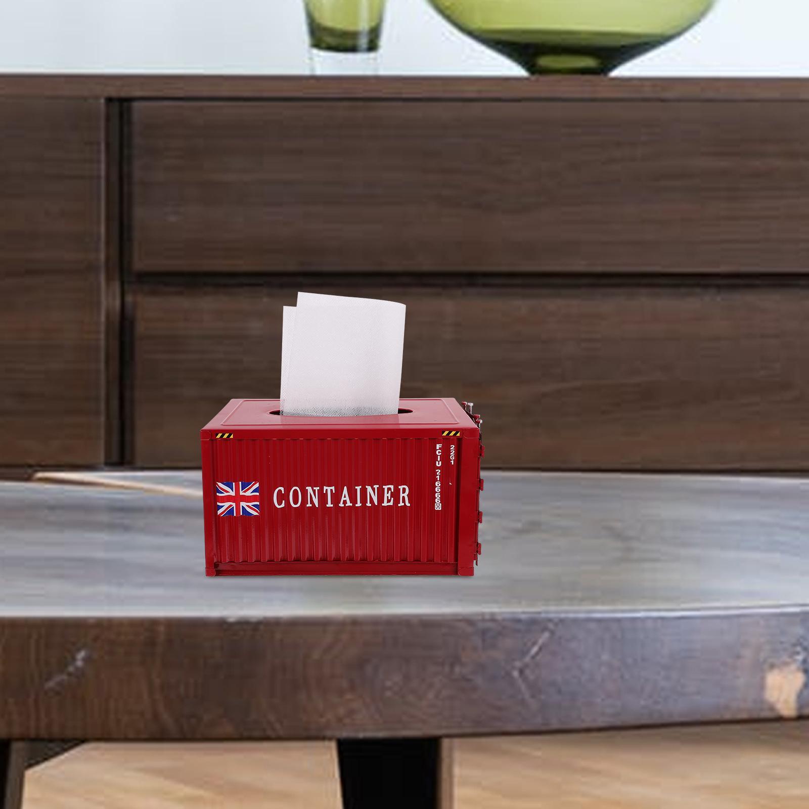 1pc Industrial Red Tissue Box - Sturdy Construction, Compact Square Design for Home, Office, Bathroom, Kitchen, Hotel, Car - Decorative Organizer for Tissues, Napkins, Receipts - Modern Industrial Decor Storage Container, Home Organization, Rustic