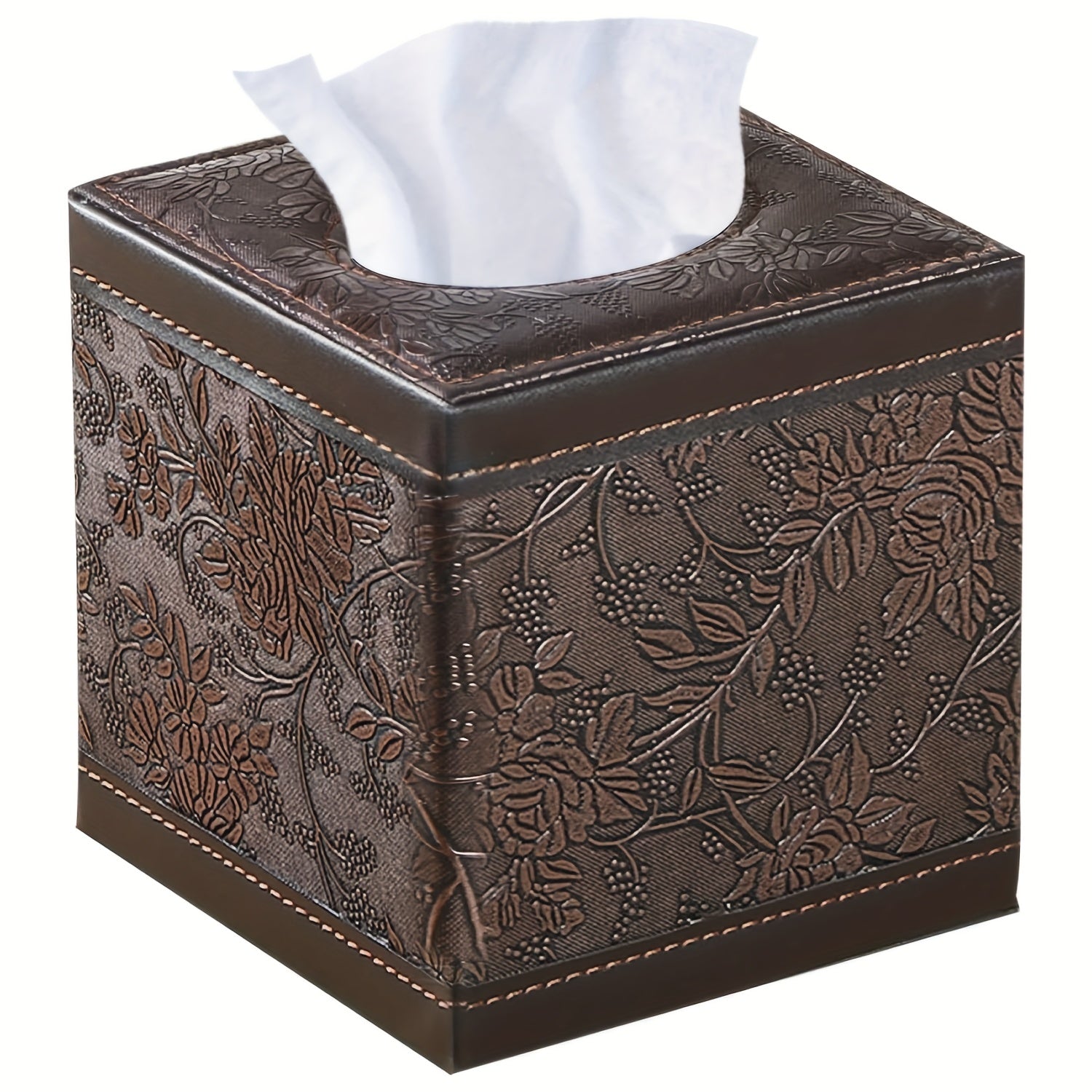 MILITWO Square Tissue Box Holder with Magnetic Bottom - Stylish Faux Leather Tissue Cover, Polished Finish, Multi-Compartment Organizer for Bathroom, Vanity, Bedroom, Dining Table & Car - Durable & Easy-Clean Design, Bathroom Organizers And Storage,