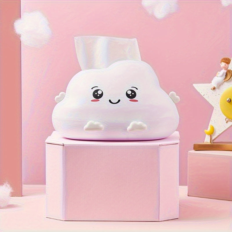 1pc Plastic Cloud-Shaped Tissue Box Cover - Cartoon Facial Tissue Dispenser for Vanity, Kitchen, Living Room, Bedroom, Office - Non-Food Contact Storage Organizer