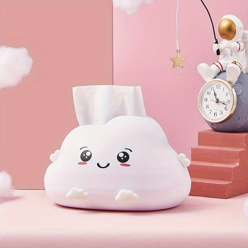 1pc Plastic Cloud-Shaped Tissue Box Cover - Cartoon Facial Tissue Dispenser for Vanity, Kitchen, Living Room, Bedroom, Office - Non-Food Contact Storage Organizer