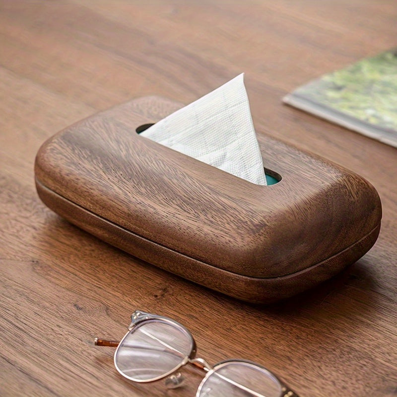 Walnut Tissue Box - Modern Minimalist Rectangular Design with Easy-Replace Lid, Polished Finish, Vintage Style Storage Box for Desktop, Bathroom, Office & Nightstand Decor, Bathroom Decor, Sleek Appearance, Highgrade Wood, Home Decor, Contemporary Decor,